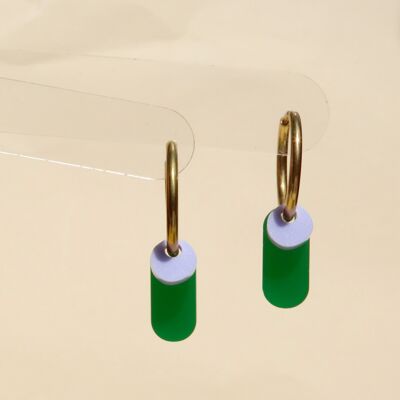 Dopamine Colors hoop earrings in green/purple