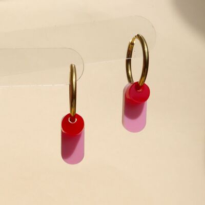 Dopamine Colors hoop earrings in pink/red
