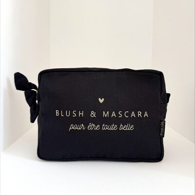 Large Black "Blush and Mascara" Toiletry Bag