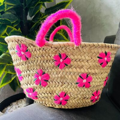 Cesta de mercado francesa: bolso marroquí de paja de palma hecho a mano