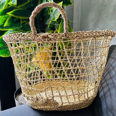 👜 Sac de plage personnalisé – Panier en paille marocain fait main