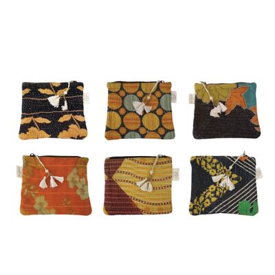 Set of 6 kantha pouches No. 44