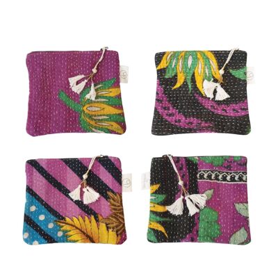Set de 4 pochettes en kantha N°503