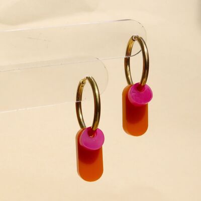 Boucles d'oreilles créoles Dopamine Colors en orange/rose