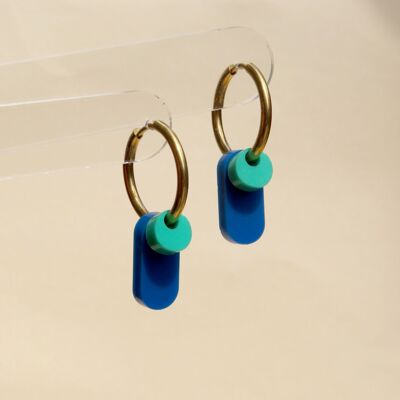 Pendientes de aro Dopamine Colors en azul/turquesa