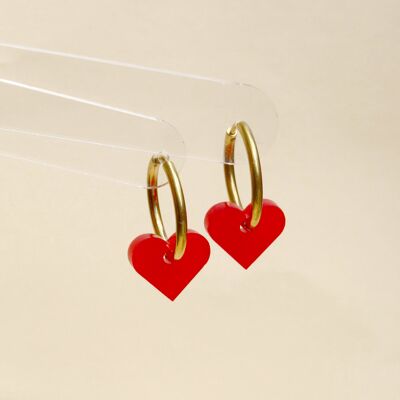 Orecchini a cerchio a forma di cuore Dopamine Love - rossi