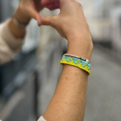 Pulsera de la buena suerte amarilla y celeste