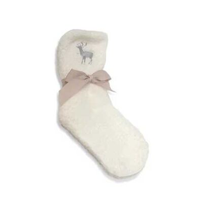 Women's Soft White Socks with Deer