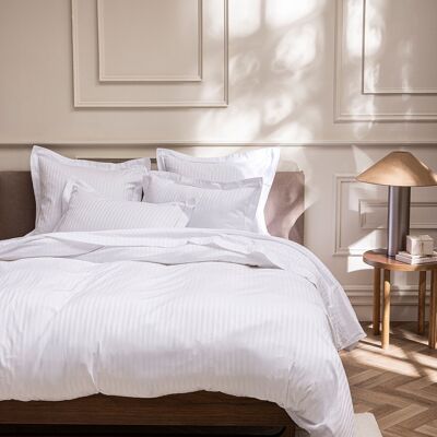 Flat Sheet 240 x 300 cm "Prestige" 100% Combed cotton satin 120 threads/cm² Fine stripes with bourdon stitch finish