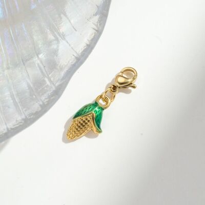 Gold Stainless Steel Corn Pendant Charm