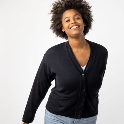 Cardigan Tapti in cotone biologico nero Fair Trade