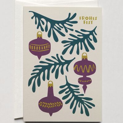 Carte de Noël Brindilles et boules