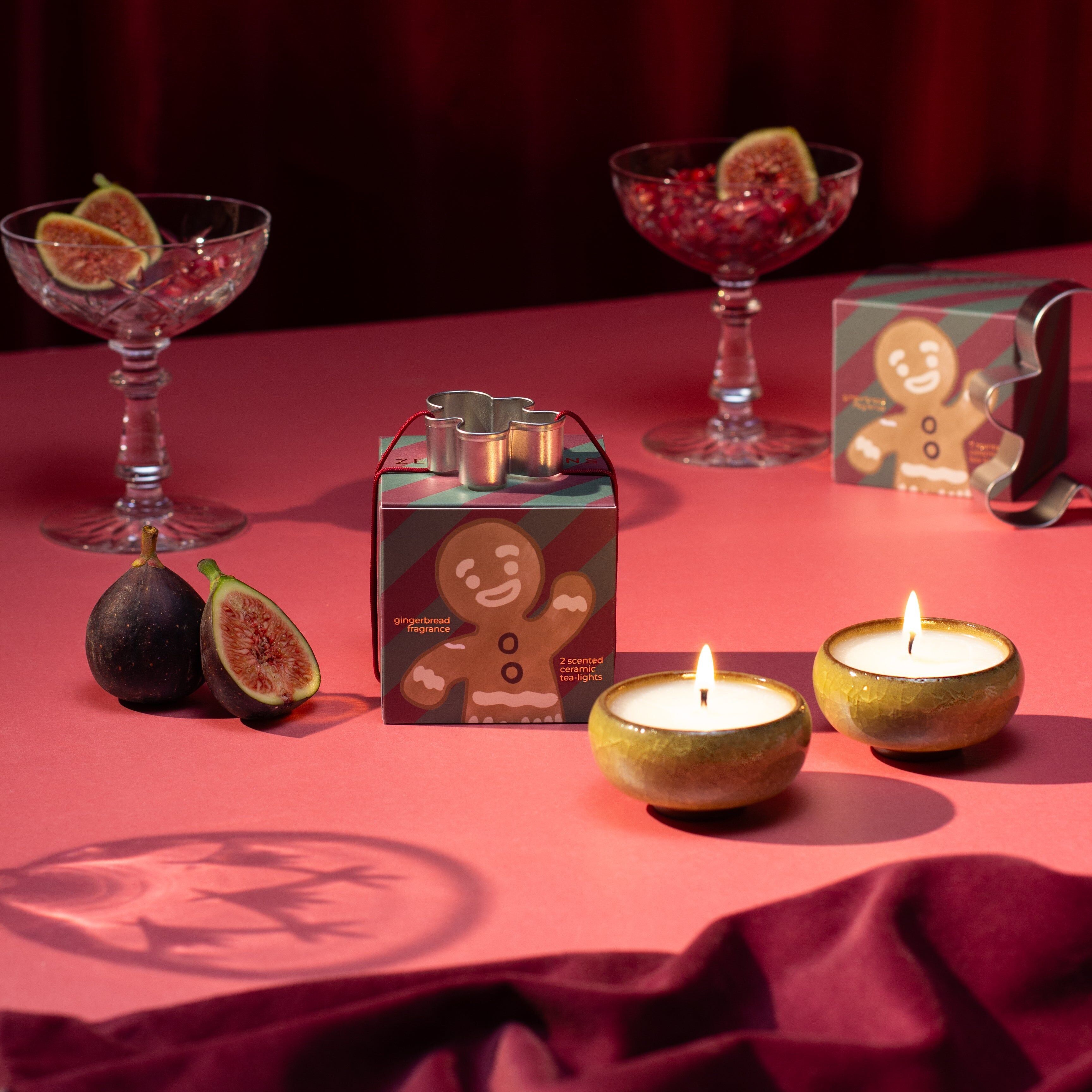 Stagione scintillante: candele da tè al pan di zenzero (confezione da 2) - Pan di zenzero