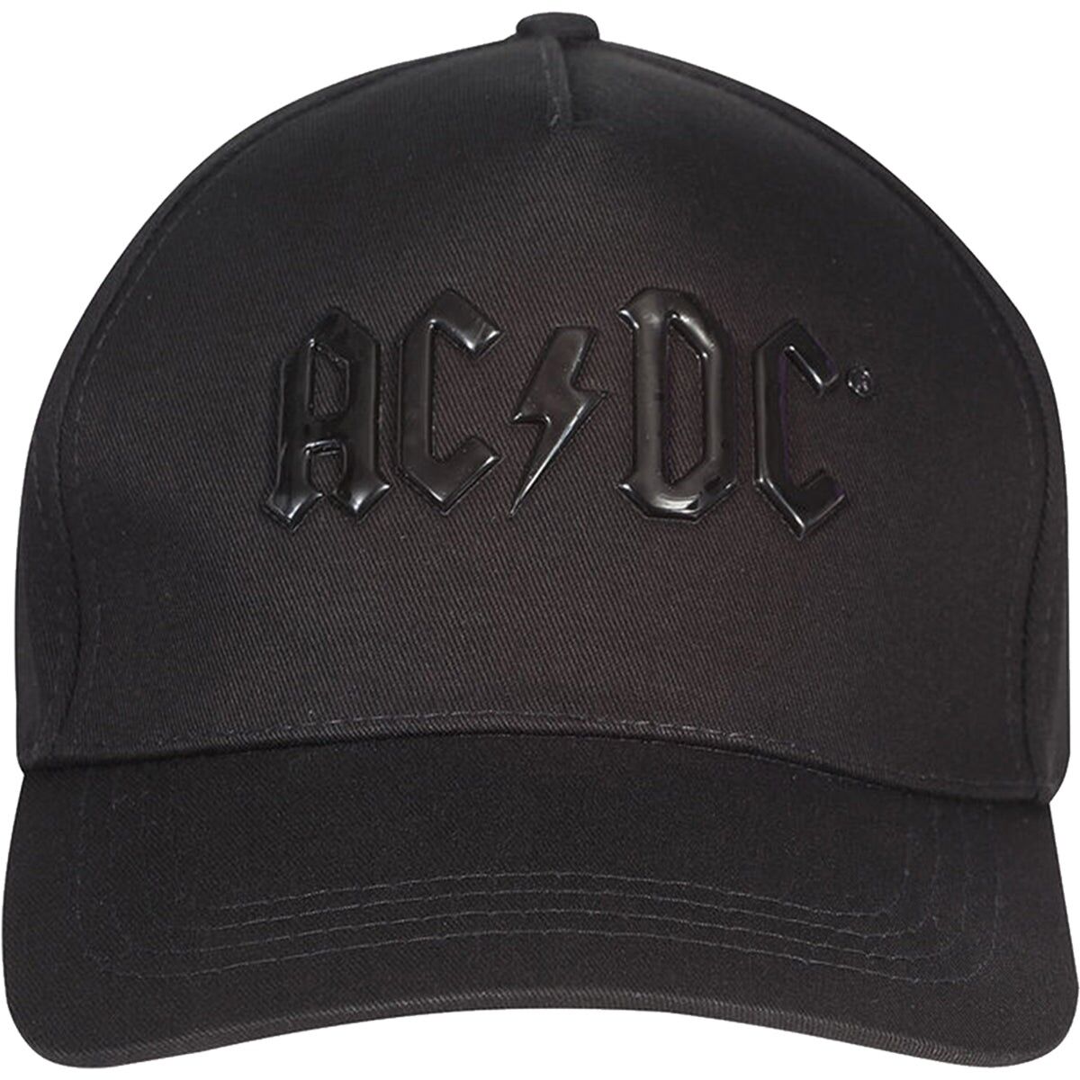 AC/DC - LOGO NERO LUCIDO - CAPPELLINO DA BASEBALL - Cappellini da baseball con effetto anticato e chiusura in metallo con licenza
