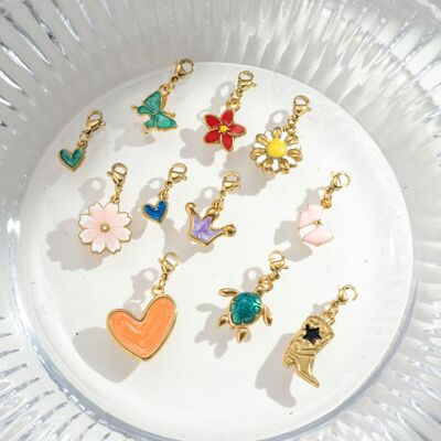 Set of 11 Assorted Stainless Steel Charms Pendants