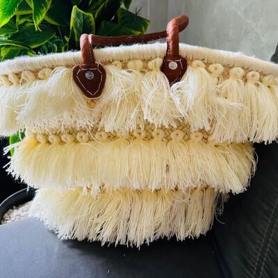 👜 Handmade Straw Bag with Vegan Leather – French Market Basket (Large)