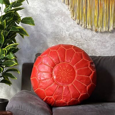 🪑 Moroccan Leather Pouf (Unstuffed) – Handmade & Authentic