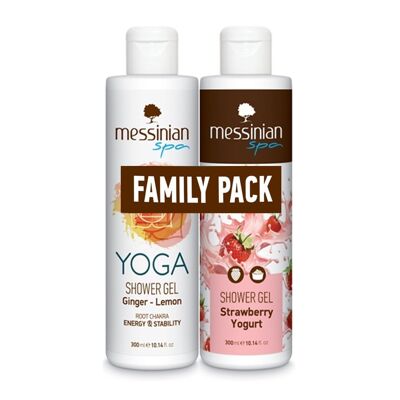 Family Pack Shower Gel Yoga Ginger Lemon And Strawberry Yogurt Messinian Spa