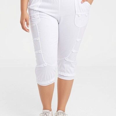Pantacourt grande taille avec boutons blanc(B192)