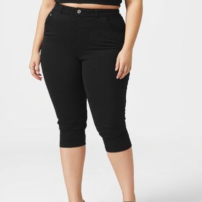 Pantacourt grande taille ultra stretch noir (B232)