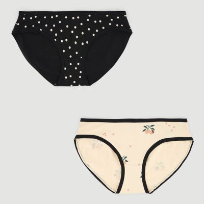 Pack of 2 women's bikini underwear made of organic cotton