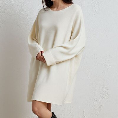 ABITO OVERSIZE A COSTINE CON BOTTONE DECORATIVO SULLE MANICHE