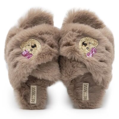 Pantofole di lusso in peluche con strass Roxy Mink fatte a mano