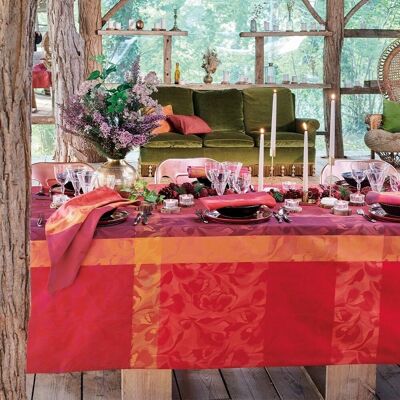 Nappe Mille Folk Cranberry 100% Coton 180 x 250 cm