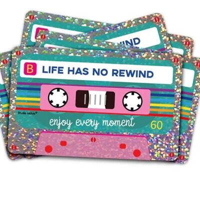 Glitter sticker Life has no rewind cassette tape
