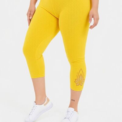 Leggings cortos de talla grande con estampado amarillo (B210)