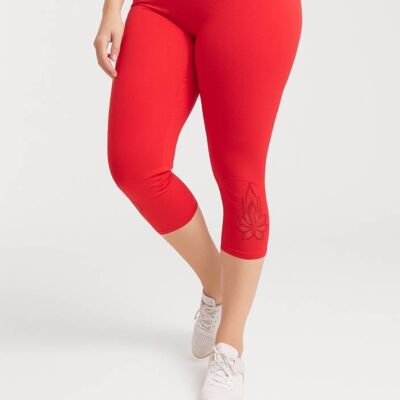 Leggings cortos de talla grande con estampado naranja (B210)