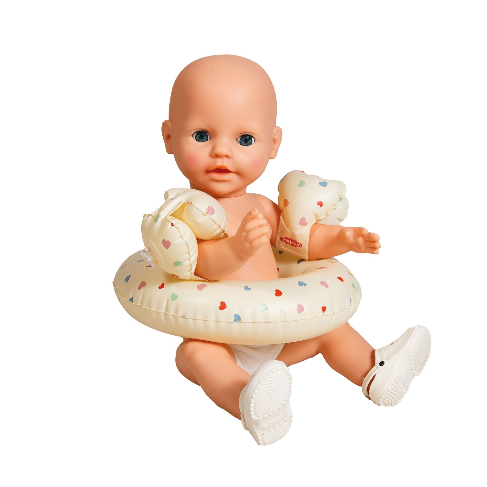 Set da nuoto per bambola ''Heart Confetti'' con salvagente, braccioli e zoccoli, taglia unica. 35-45 cm