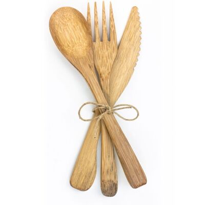 Set of 500 sets of 3 reusable bamboo cutlery