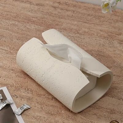 Cubierta de resina para caja de pañuelos - Aspecto de piedra, decoración moderna para baño