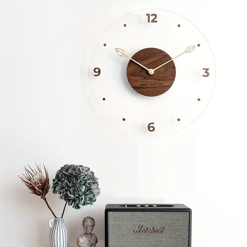 Horloge murale en bois acrylique - Décoration intérieure silencieuse et moderne