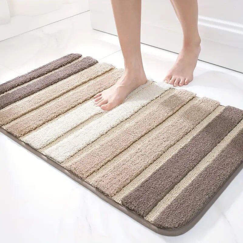 Tapis de bain à rayures douces - Tapis de bain antidérapant décoratif