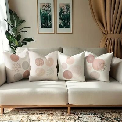 Set di federe in lino (4) con stampa geometrica per divano