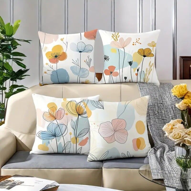 Printed Pillow Covers 4-Pack - Soft Decorative Throw Pillowcases