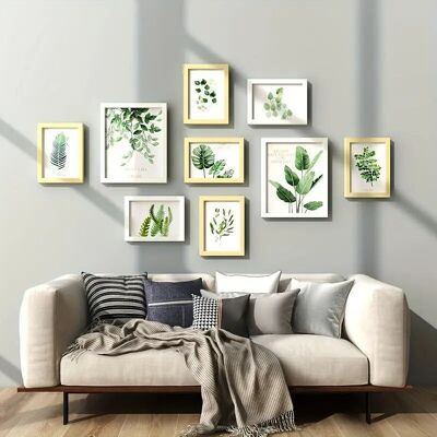 Juego de 9 marcos de fotos - Impresiones artísticas para decoración de pared de galería