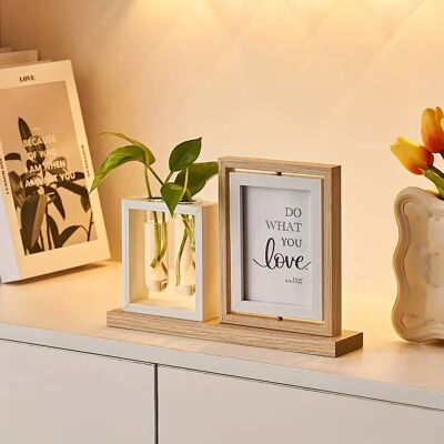 Marco de fotos inspirador con maceteros - Decoración de escritorio de madera