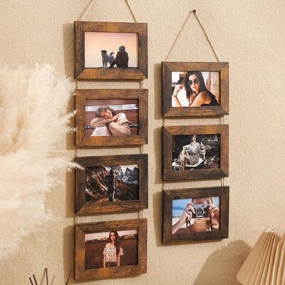 Marco de fotos de madera rústica de 4 x 6 pulgadas - Decoración de pared vintage