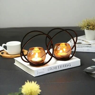 Candelabro de metal vintage: diseño circular romántico para decoración de mesa