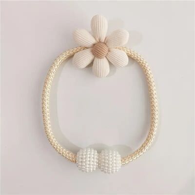 2PCS 3D Floral & Pearl Curtain Tiebacks – Adjustable No-Drill Décor for Bedroom & Office