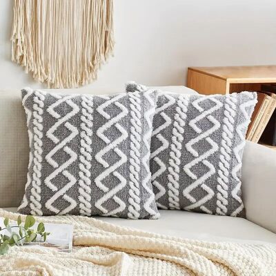 Geometric Pattern Plush Throw Pillow Cover – Modern Soft Cushion Case for Home & Bedroom