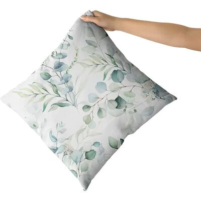 2-Pack Modern Sage Green Eucalyptus Leaf Pillow Covers, Watercolor Floral Design