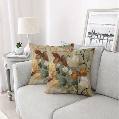 2pcs Vintage Floral Leaf Print Throw Pillow Covers