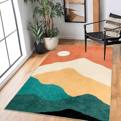 1 tapis moelleux à poils longs, antidérapant et lavable