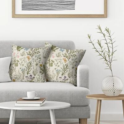 2pcs, Spring Pillow Covers Set of 2,Sage Green Wild Flower Plant