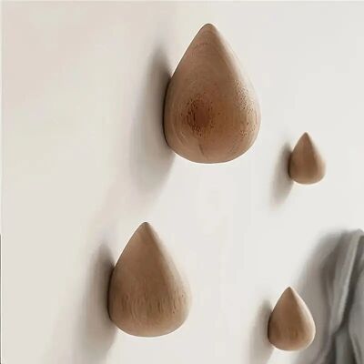 2 ganci da parete a forma di goccia in legno