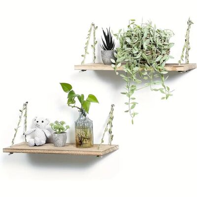 Estantes flotantes de madera rústica para pared, estilo bohemio, paquete de 2